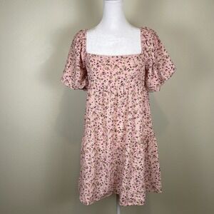 Dee Elly Woman's Dress Size M Babydoll Cottagecore Floral Whimsical‎ Milkmaid